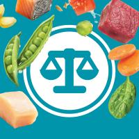 balanced nutrition icon with ingredients