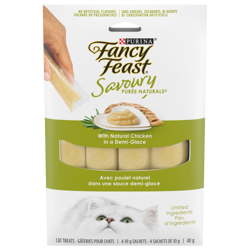 Purina® Fancy Feast® Savoury Purée Naturals™ with Natural Chicken in a Demi-Glace Cat Treats 4 x 10g