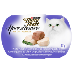 Fancy Feastᴹᴰ Hors d'Oeuvreᴹᴰ Amuse-Gueule au Blanc de Poulet et au Boeuf en Lanières pour Chats