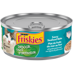 Friskies® Indoor Saucy Seafood Bake with Garden Greens in Sauce Wet Cat Food