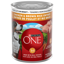 Purina ONEᴹᴰ Tendres Morceaux en Sauce Entrée de Poulet et Riz Brun Nourriture pour Chiens