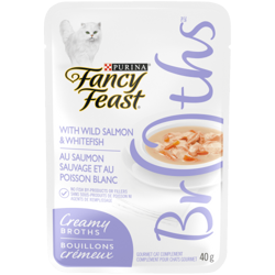 Fancy Feastᴹᴰ Bouillons Crémeux au Saumon Sauvage et au Poisson Blanc Complément pour Chats