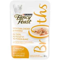 Fancy Feastᴹᴰ Bouillons Crémeux au Thon, au Poulet et au Poisson Blanc Complément pour Chats