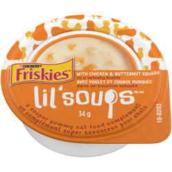 Friskies Lil’ Soups avec Poulet et Courge Musquée dans un Bouillon Velouté