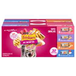 Purinaᴹᴰ Friskiesᴹᴰ Super-Emballage Assorti en Lanières Nourriture pour Chats 32 Boîtes de 156 g