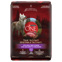 Purina ONE🅫 Véritable Instinct avec Vrai Boeuf et Vrai Bison Nourriture Sèche pour Chiens