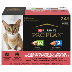 Pro Planᴹᴰ Peaux et estomacs sensibles – Nourriture humide pour chats adultes, Festins favoris, Classique, Emballage assorti