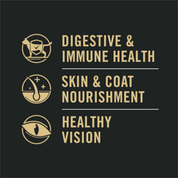 digestive and immune health. skin and coat nourishment, healthy vision