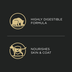 Highly digestible formula. Nourishes skin and coat