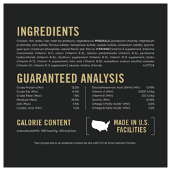 Ingredients, guaranteed analysis