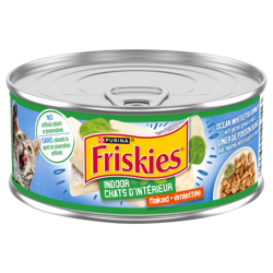 Friskies Chats d'Interieur Dîner de Poisson de Mer Blanc Émietté avec Légumes du Jardin en Sauce Nourriture pour Chats