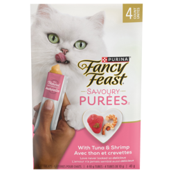 Fancy Feastᴹᴰ Savoury Purées🅪 au thon et aux crevettes, 4 x 10 g