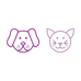Line drawings of dog and cat faces