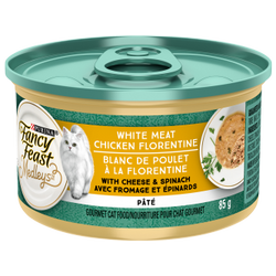 Purina🅫 Fancy Feast Medleys🅪 Pâté Blanc de poulet à la florentine avec fromage et épinards nourriture pour chat 85 g