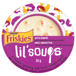 Friskies® Lil’ Soups® with Shrimp in a Velvety Chicken Broth Cat Food Complement