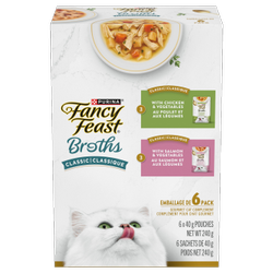 Fancy Feast Broths®Classic Chicken& Salmon Collection 6 Pack Variety Pack