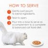 How to serve - 1 gently swirl pouch to blend ingredients 2 tear to open 3 pour into bowl and serve as a complement to a complete and balanced cat food diet
