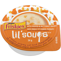 Friskies Lil’ Soups avec Poulet et Courge Musquée dans un Bouillon Velouté