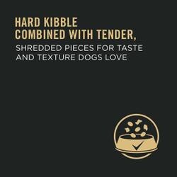Hard kibble combined with tender shredded pieces