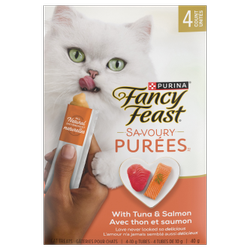 Fancy Feastᴹᴰ Savoury Purées🅪 au thon et au saumon, 4 x 10 g