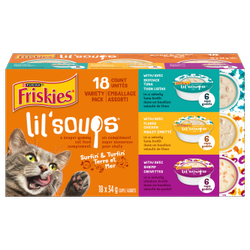 Friskiesᴹᴰ Lil’ Soupsᴹᴰ Terre et Mer Emballage Assorti 18 unités
