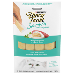 Purina® Fancy Feast® Savoury Purée Naturals™ with Natural Tuna in a Demi-Glace Cat Treats 4 x 10 g