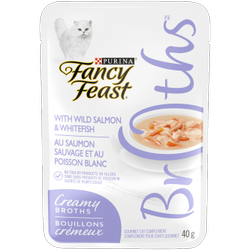 Fancy Feast® Creamy Broths with Wild Salmon & Whitefish Cat Food Complement