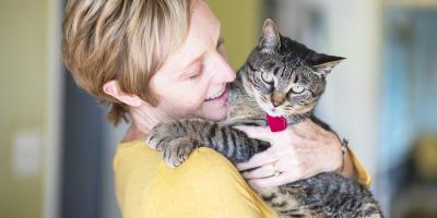 woman holding a cat