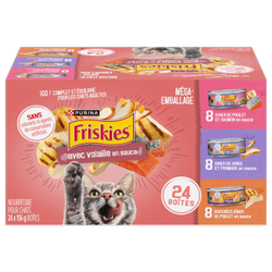 Purinaᴹᴰ Friskiesᴹᴰ Emballage Assorti avec Volialle en Sauce Nourriture pour Chats 24x156 g