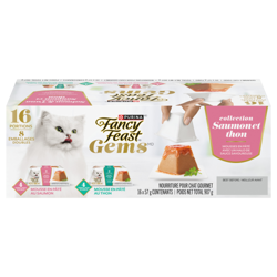 Fancy Feastᴹᴰ Gemsᴹᴰ Mousse en Pâté Avec Un Halo De Sauce Savoureuse Collection Saumon et Thon Nourriture Humide pour Chats