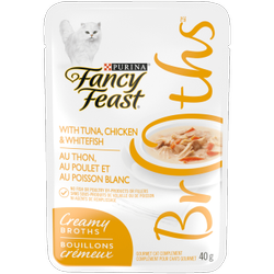 Fancy Feast® Creamy Broths with Tuna, Chicken & Whitefish Cat Food Complement