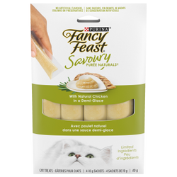 Purina® Fancy Feast® Savoury Purée Naturals™ with Natural Chicken in a Demi-Glace Cat Treats 4 x 10g