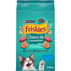 Friskiesᴹᴰ Ocean de Sensationsᴹᴰ Saveurs de saumon, thon, crevettes et algues Nourriture pour chats