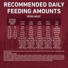 Recommended daily feeding amounts