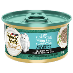 Fancy Feastᴹᴰ Medleys🅪 Thon à la Florentine avec Épinards dans un Bouillon Léger Nourriture pour Chat Gourmet