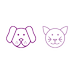 Line drawings of dog and cat faces