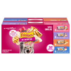 Purinaᴹᴰ Friskiesᴹᴰ Super-Emballage Assorti en Lanières Nourriture pour Chats 32 Boîtes de 156 g