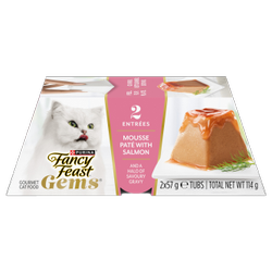 Purinaᴹᴰ Fancy Feastᴹᴰ Gemsᴹᴰ Mousse en Pâté Au Saumon Avec Un Halo De Sauce Savoureuse Nourriture Humide pour Chats