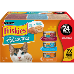 Friskiesᴹᴰ Tasty Treasuresᴹᴰ Emballage Assorti avec Foie ou Saveur de Pétoncle Nourriture pour Chats